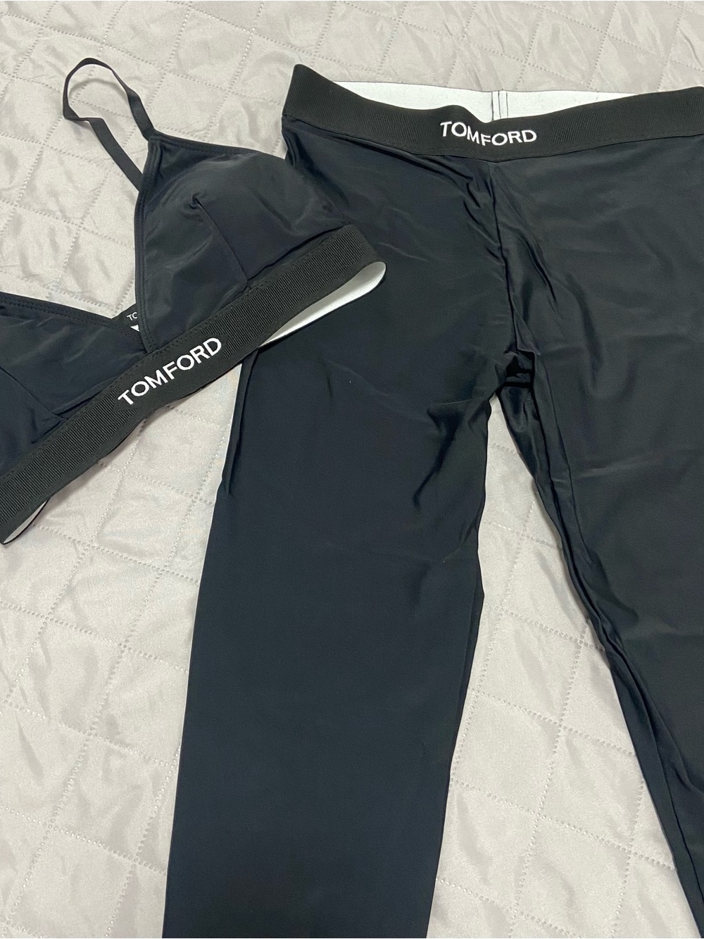 Tom Ford Black Stretch Leggings with Logo Waistband